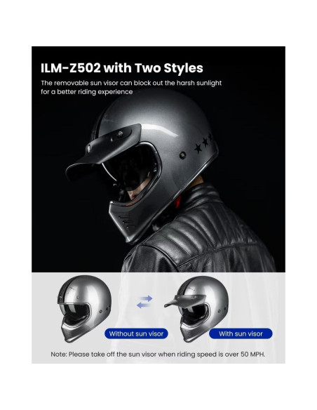 Casco Integral ILM Z502 Gris Hero para Motocicleta Casco Integral ILM Z502 Gris Hero para Motocicleta