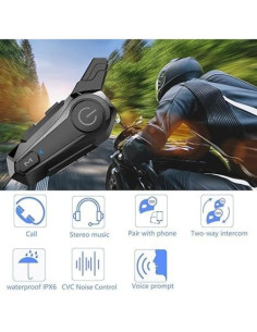 Auricular Bluetooth SOFFRIA E1 para Motocicleta, Impermeable IPX6 2