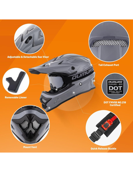 Casco OUMURS D001TY07311MB Adulto M con Gafas y Guantes Casco OUMURS D001TY07311MB Adulto M con Gafas y Guantes