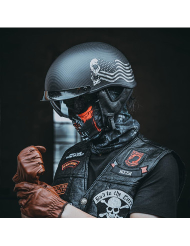 Casco Retro Abierto VCOROS A200 Calavera de Bandera S