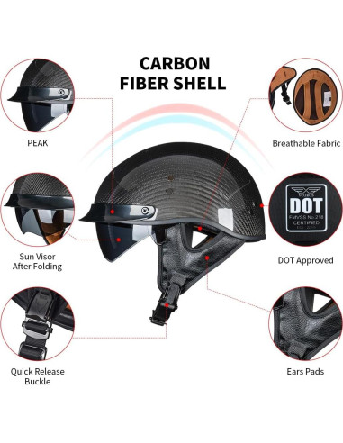 Casco VCOROS A200 Fibra de Carbono Negro Brillante XL