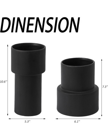Jarrón de Cerámica Negra Yanwe1 26,9 cm Estilo Minimalista