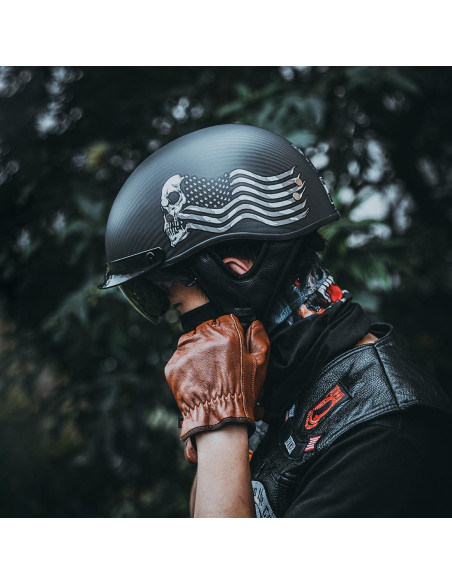 Casco Retro Abierto VCOROS A200 Fibra Carbono Calavera S Casco Retro Abierto VCOROS A200 Fibra Carbono Calavera S