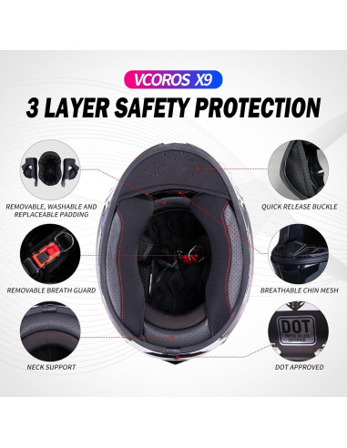 Casco Integral VCOROS X9 con Visera Solar Interna L