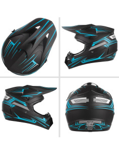 Casco Off-Road TIANDU para Niños Azul con Gafas y Guantes 2