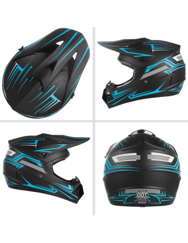 Casco Off-Road TIANDU para Niños Azul con Gafas y Guantes
