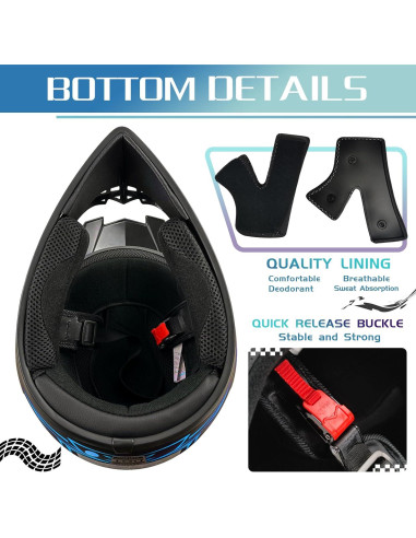 Casco Off-Road TIANDU para Niños Azul con Gafas y Guantes