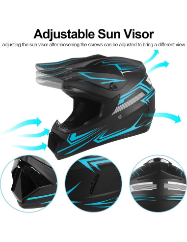 Casco Off-Road TIANDU para Niños Azul con Gafas y Guantes