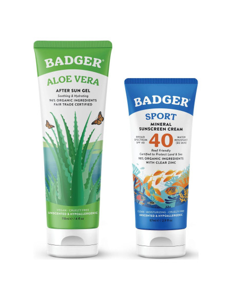 Protector Solar Mineral Badger SPF 40 + Gel Aloe Vera Orgánico Protector Solar Mineral Badger SPF 40 + Gel Aloe Vera Orgánico
