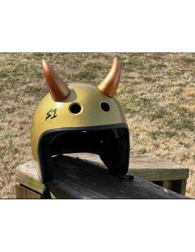 Cuernos de Diablo Helmet Flair para Casco | Magnéticos | Oro