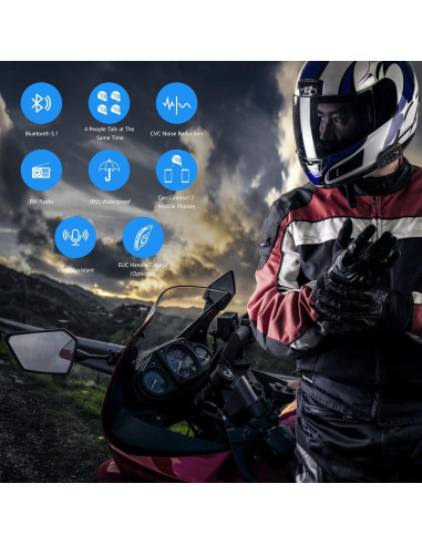 Intercomunicador Bluetooth EJEAS V4 Plus para Motocicleta
