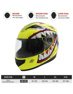 Casco Integral XFMT para Niños Tiburón Amarillo S 2