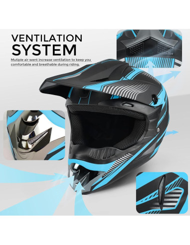 Casco de Motocross SanQing Yytk-01 Azul XL Aerodinámico
