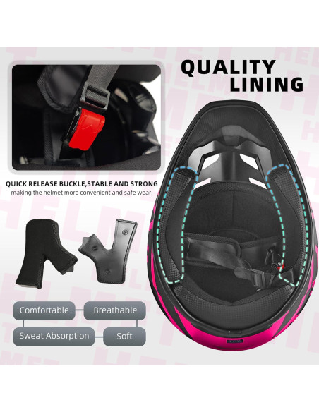 Casco Motocross SanQing yytk-01 Mediano Rosa con Guantes Casco Motocross SanQing yytk-01 Mediano Rosa con Guantes