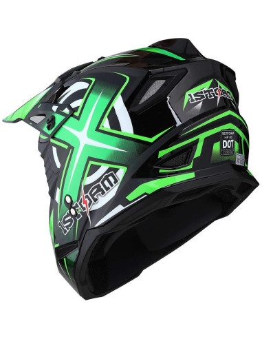 Casco de Motocross 1Storm HF801 Verde + Gafas y Guantes