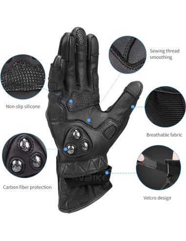Guantes de Moto INBIKE XX-Large Negro con Pantalla Táctil