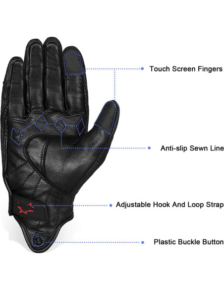 Guantes de Motocicleta Superbike G01 Piel Cabra Táctiles S Guantes de Motocicleta Superbike G01 Piel Cabra Táctiles S