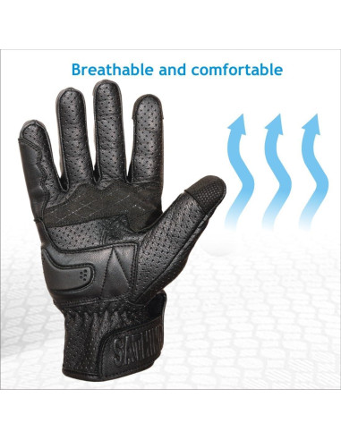 Guantes de Motocicleta SATHIND de Cuero Perforados Táctiles
