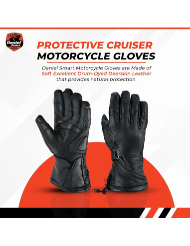 Guantes de Cuero de Ciervo Daniel Smart - Motocicleta X-Pequeño