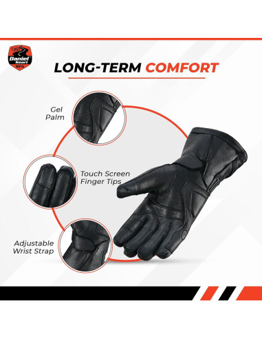 Guantes de Cuero de Ciervo Daniel Smart - Motocicleta X-Pequeño