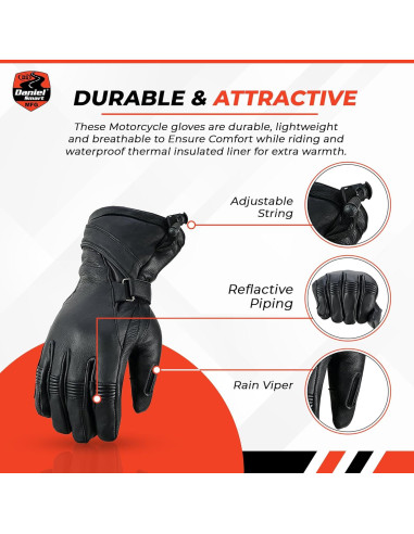 Guantes de Cuero de Ciervo Daniel Smart - Motocicleta X-Pequeño