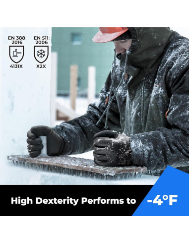 Guantes Impermeables Toolant para Trabajo Invierno Negro S