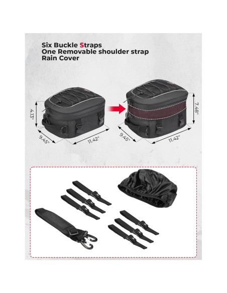 Bolsa de Cola KEMIMOTO para Motocicleta 7-14L Impermeable Bolsa de Cola KEMIMOTO para Motocicleta 7-14L Impermeable