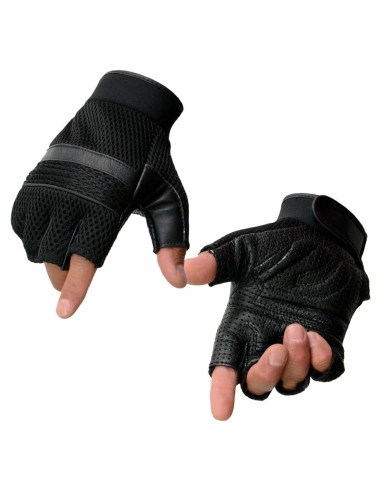 Guantes sin Dedos Milwaukee Leather 4X Hombre Cuero Malla