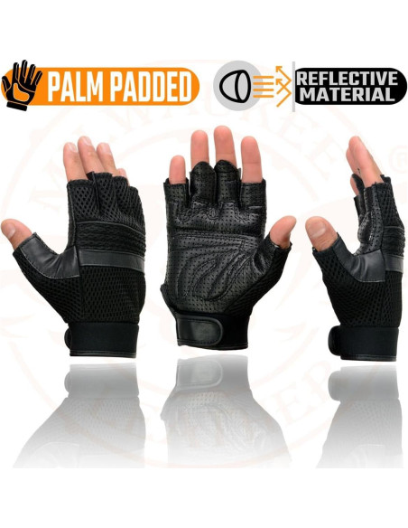 Guantes sin Dedos Milwaukee Leather 4X Hombre Cuero Malla Guantes sin Dedos Milwaukee Leather 4X Hombre Cuero Malla