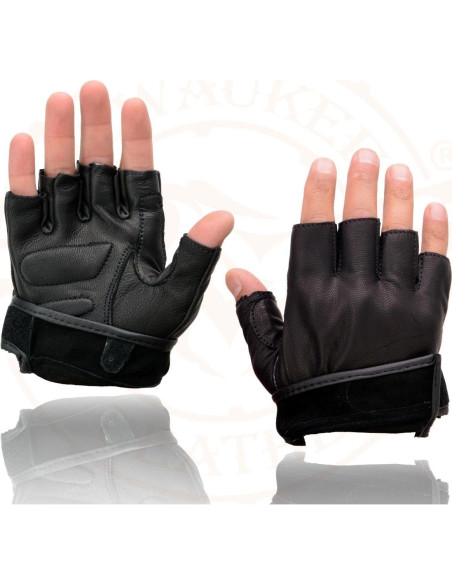 Guantes de Motocicleta Milwaukee de Cuero sin Dedos - Grande Guantes de Motocicleta Milwaukee de Cuero sin Dedos - Grande