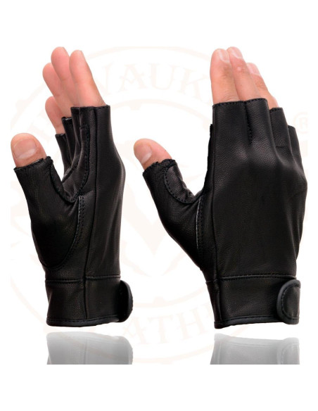 Guantes de Motocicleta Milwaukee de Cuero sin Dedos - Grande Guantes de Motocicleta Milwaukee de Cuero sin Dedos - Grande
