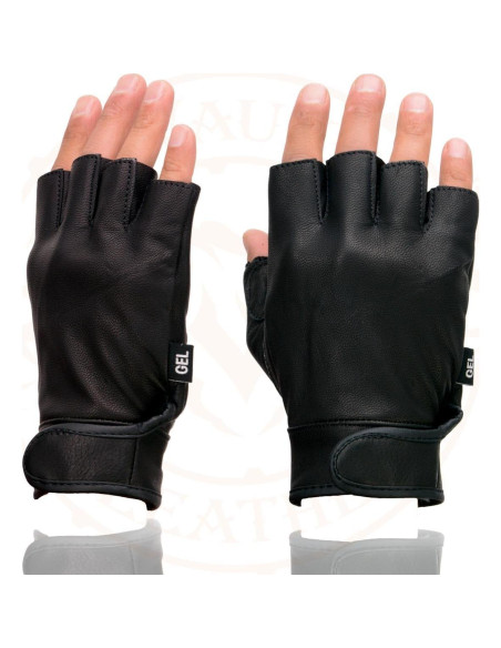 Guantes de Motocicleta Milwaukee de Cuero sin Dedos - Grande Guantes de Motocicleta Milwaukee de Cuero sin Dedos - Grande