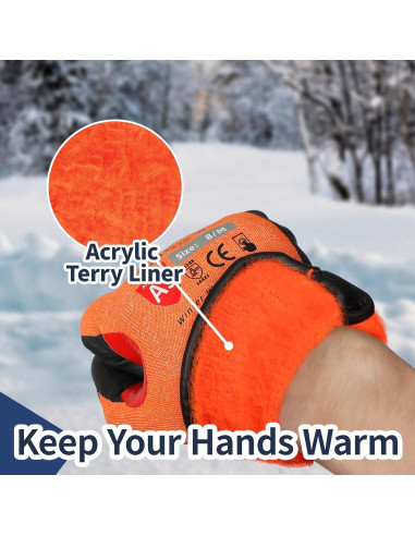 Guantes de Trabajo Schwer PM3326-W Naranja Invierno Aislados