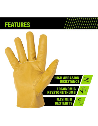 Guantes de Trabajo AWP de Cuero de Cabra Grande Marrón