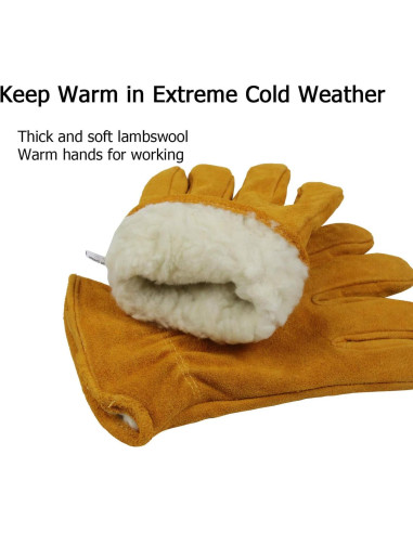 Guantes de Trabajo OZERO de Cuero Térmicos para Invierno