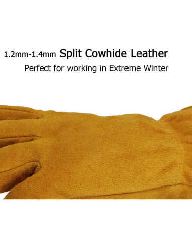 Guantes de Trabajo OZERO de Cuero Térmicos para Invierno