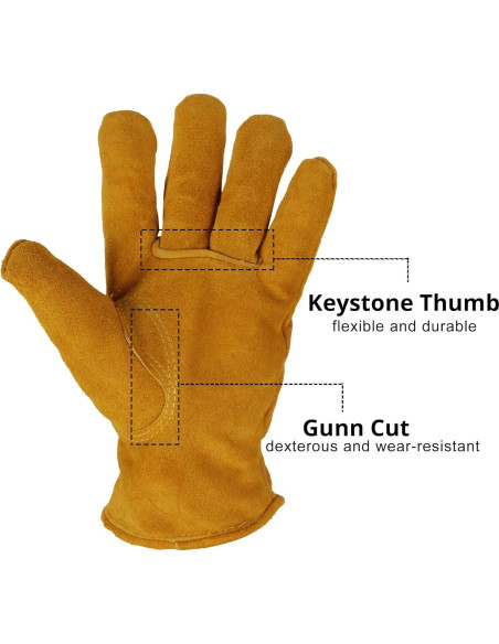 Guantes de Trabajo OZERO de Cuero Térmicos para Invierno Guantes de Trabajo OZERO de Cuero Térmicos para Invierno