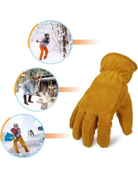 Guantes de Trabajo OZERO de Cuero Térmicos para Invierno Guantes de Trabajo OZERO de Cuero Térmicos para Invierno
