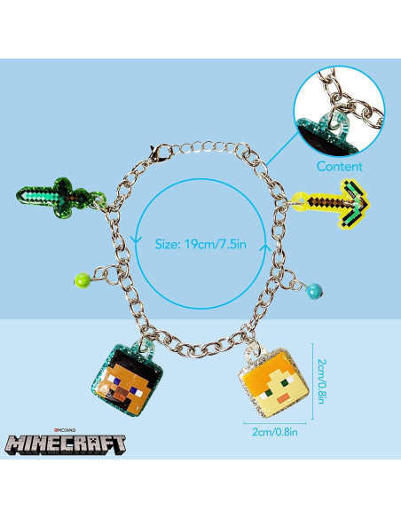 Pulsera LUV HER Minecraft con Charms - 19 cm - Niñas 3+ Pulsera LUV HER Minecraft con Charms - 19 cm - Niñas 3+