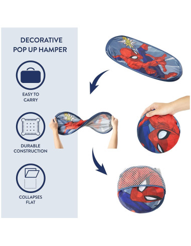 Cesto Plegable Idea Nuova Spiderman 21.5L Asas Resistentes