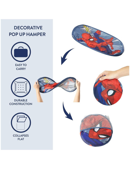 Cesto Plegable Idea Nuova Spiderman 21.5L Asas Resistentes Cesto Plegable Idea Nuova Spiderman 21.5L Asas Resistentes
