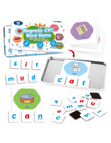 Juego de Palabras CVC con Letras Magnéticas y Tarjetas - Dingliu