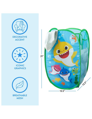 Cesta de Almacenamiento Plegable Idea Nuova Baby Shark 55x34x34 cm