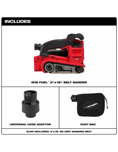 Lijadora de Banda Inalámbrica Milwaukee M18 FUEL 18V 3"x18"