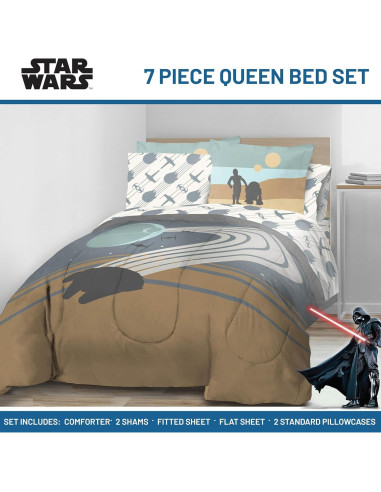 Juego de Ropa de Cama Queen Jay Franco Star Wars 7 Piezas