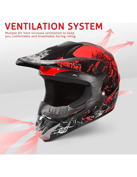 Casco de Motocross SanQing Rojo Mediano para Jóvenes Casco de Motocross SanQing Rojo Mediano para Jóvenes