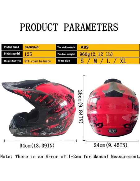 Casco de Motocross SanQing Rojo Mediano para Jóvenes Casco de Motocross SanQing Rojo Mediano para Jóvenes