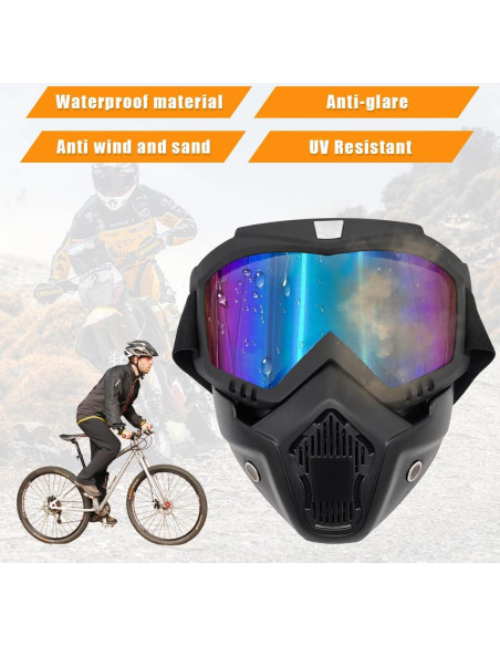 Gafas de Motocicleta Povtii con Máscara Facial Removible Gafas de Motocicleta Povtii con Máscara Facial Removible