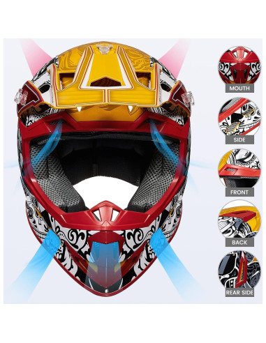 ILM Casco Infantil Motocross H613 Negro y Blanco Pequeño