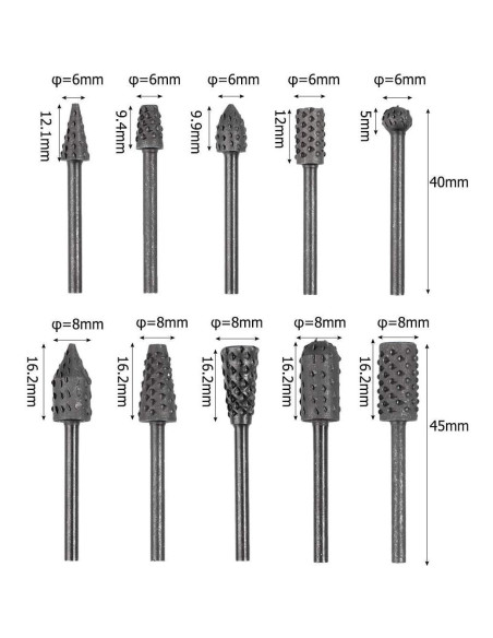 Juego de Fresas Rotativas 10 Pcs Bestgle 3mm Acero al Carbono Juego de Fresas Rotativas 10 Pcs Bestgle 3mm Acero al Carbono